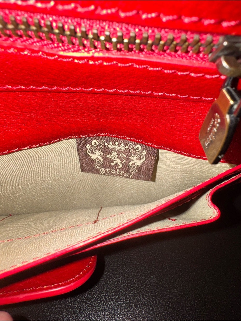 Pratesi made in Italy Deep Red LeatherWristlet Wallet - Picture 6 of 6